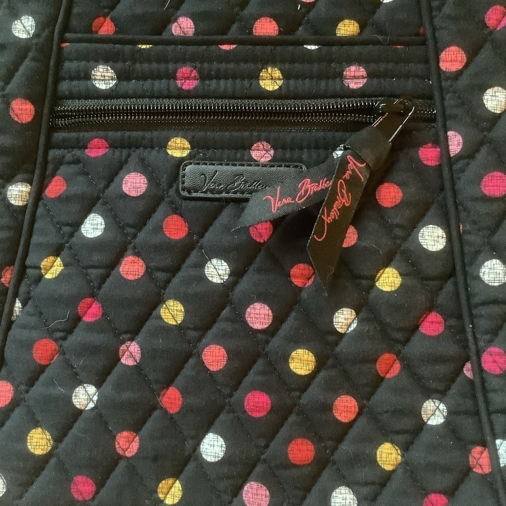 Vera Bradley Quilted Tote Bag Black Multicolor Polka Dots – Like New - Picture 5 of 10